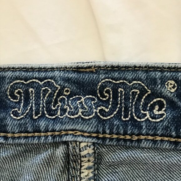 Miss Me Skinny Jeans Women 27 Blue Mid Rise Floral Rhinestone Medium Wash 16323 - Picture 4 of 15